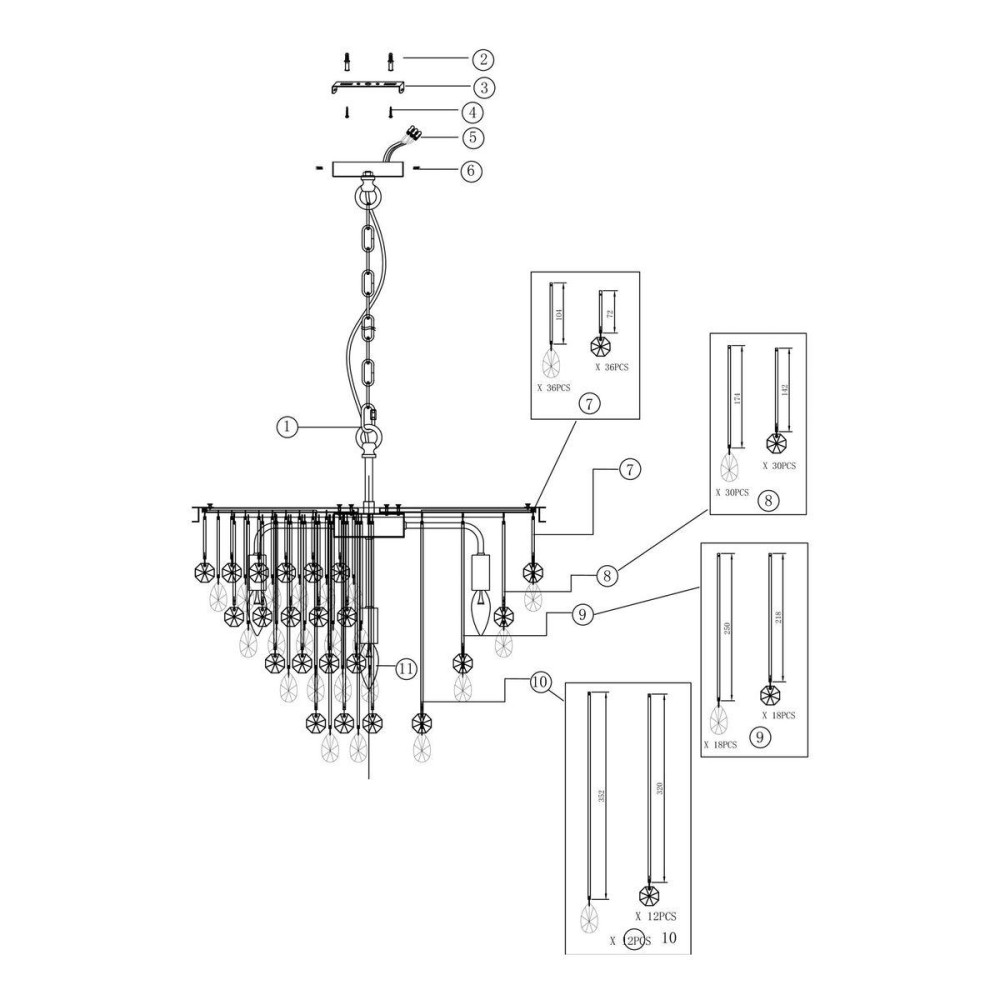 Подвесная люстра Linn MOD091PL-07G